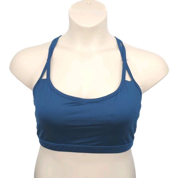 Livi Active Lane Bryant Sports Bra Unlined No Wire Blue Strappy Back Size 16 XL - Picture 4 of 9